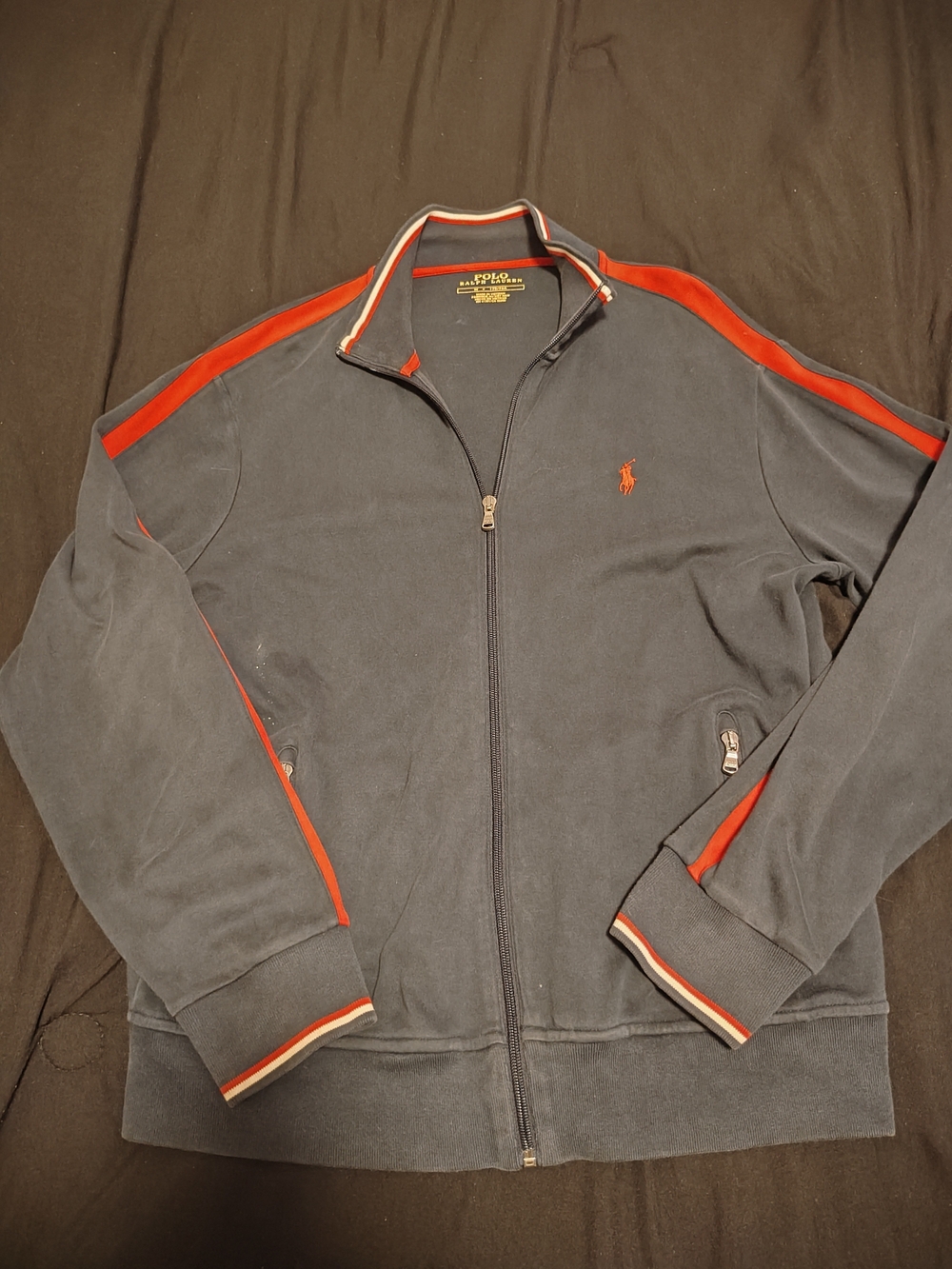 Polo by Ralph Lauren Navy Track Jacket with Red Accent Stripes